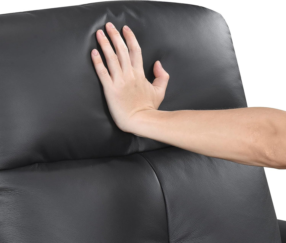 Lexicon Leather Match Upholstered Swivel Glider Recliner Chair, Black