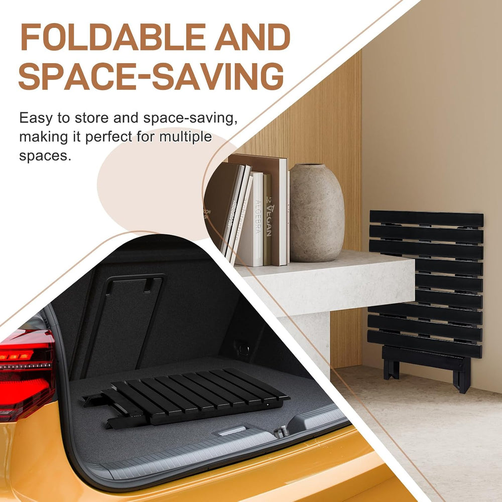 Outvita Wood Folding Side Table, Square, Black