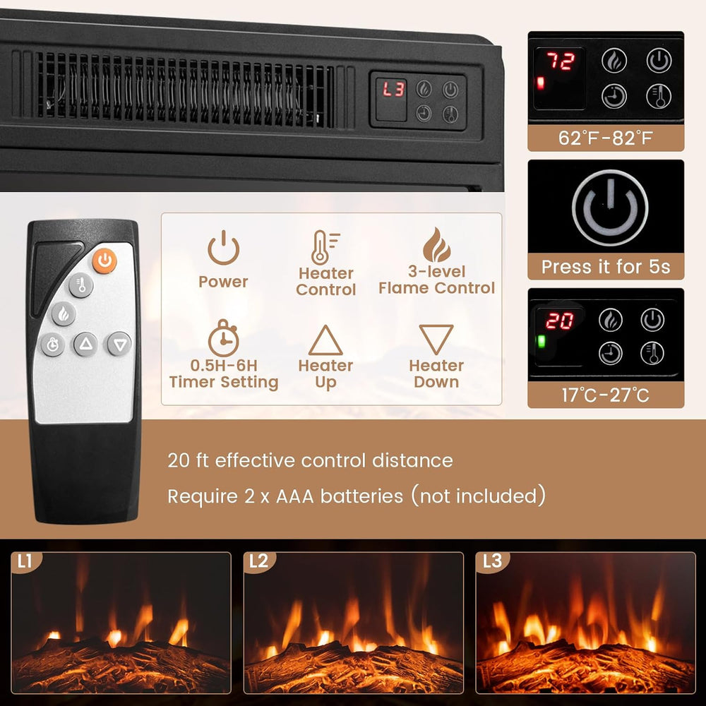 RELAX4LIFE Corner Fireplace TV Stand - Electric Fireplace Entertainment Cente...
