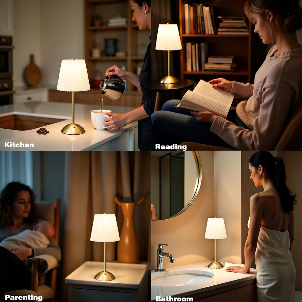 2-Pack Cordless Rechargeable Table Lamp, 3-Color Dimmable Touch Light