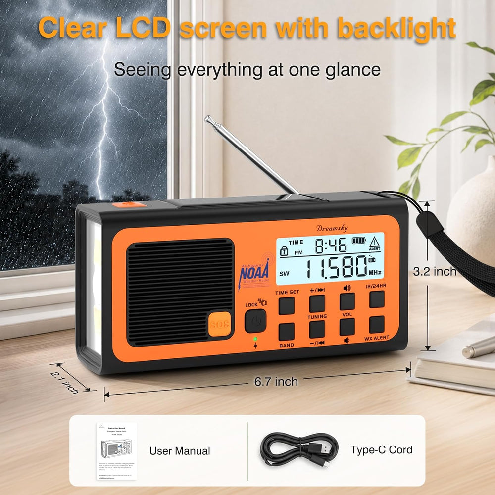 DreamSky Emergency Radio NOAA Weather Alert with Hand Crank