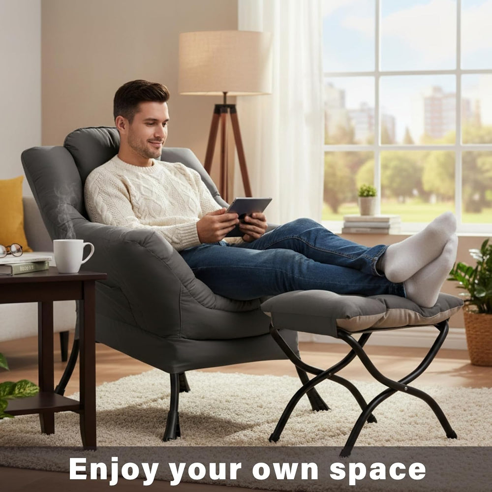 Lazy Chair with Ottoman,Comfy Accent Living Room Chair with Footrest Set