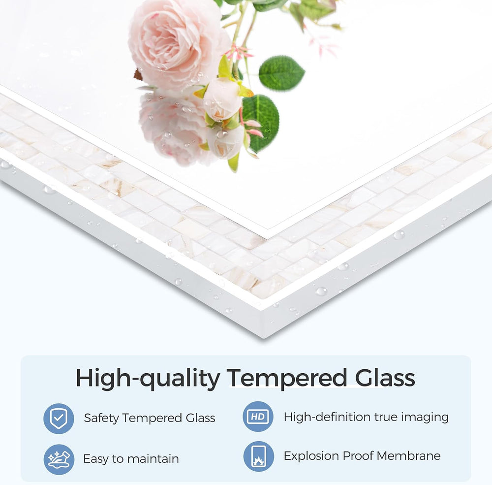 Tanmicoshomy White 24 x 36 Inch Mosaic Bathroom Mirror for Wall