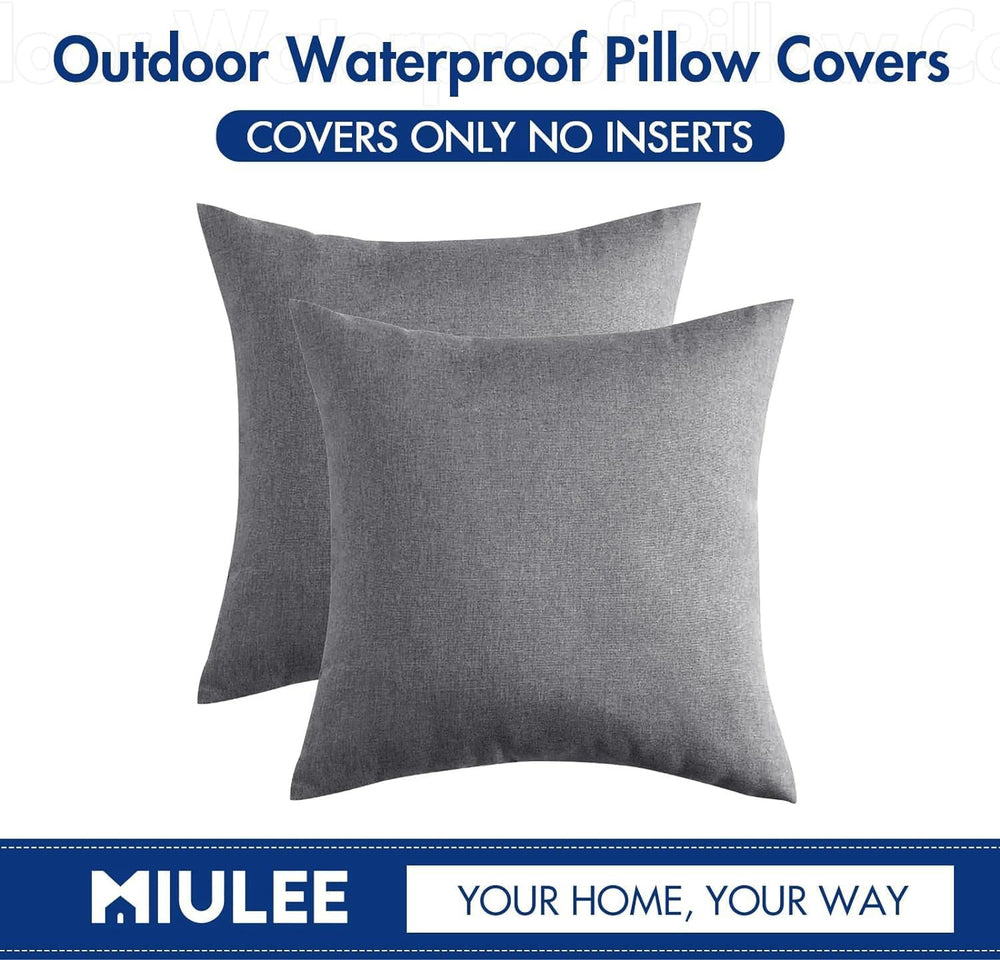 MIULEE Decorative Outdoor Pillow Covers Euro Waterproof 26x26 Light Grey