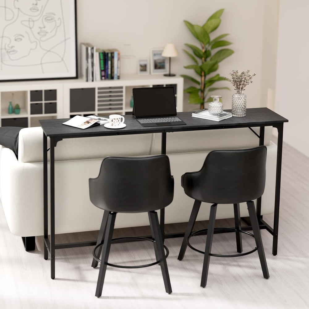VINGLI 63 Inch Bar Table, Rectangular Counter Height Home Pub Table, Black