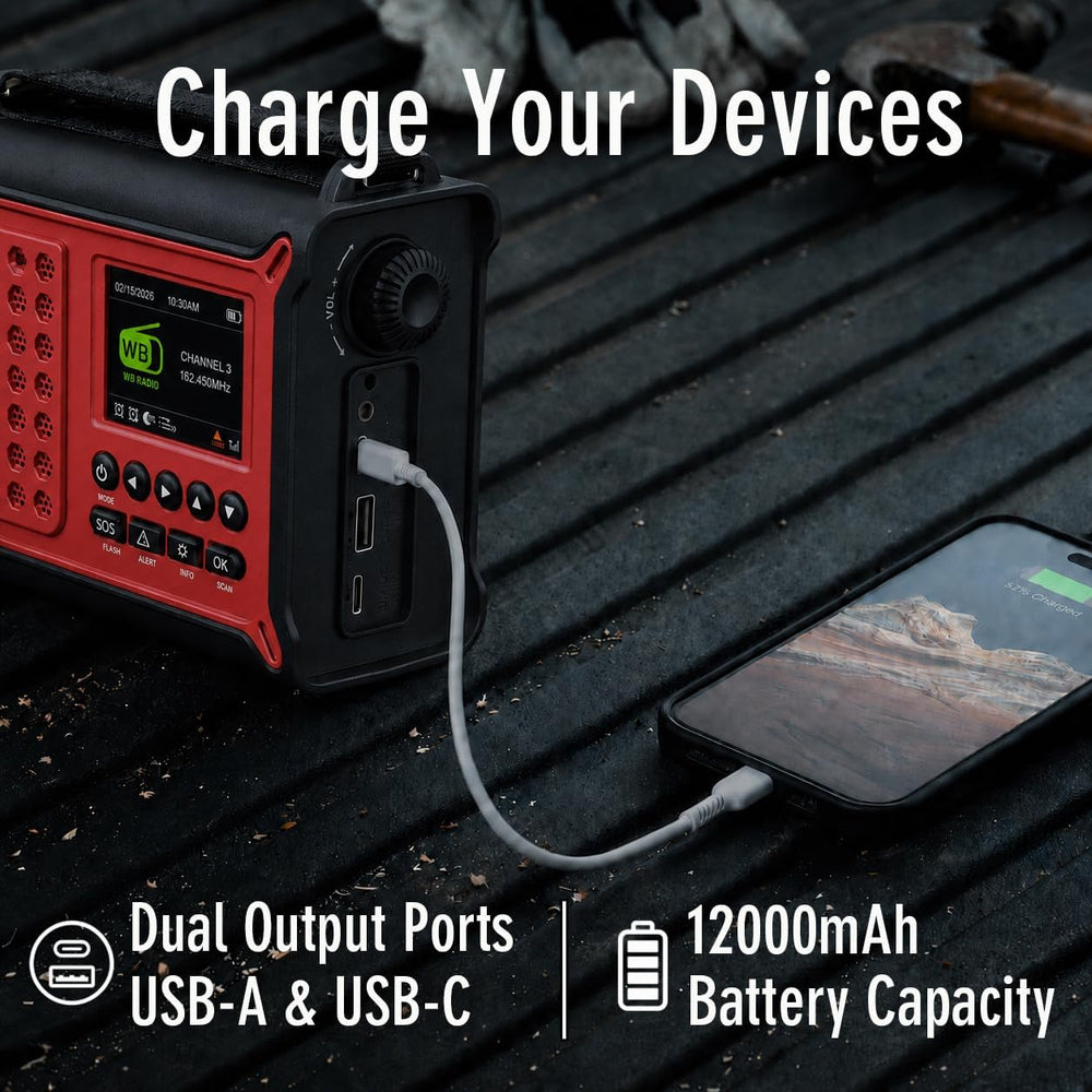 Emergency Weather Radio with Solar Hand Crank, S.A.M.E Localized NOAA Alert