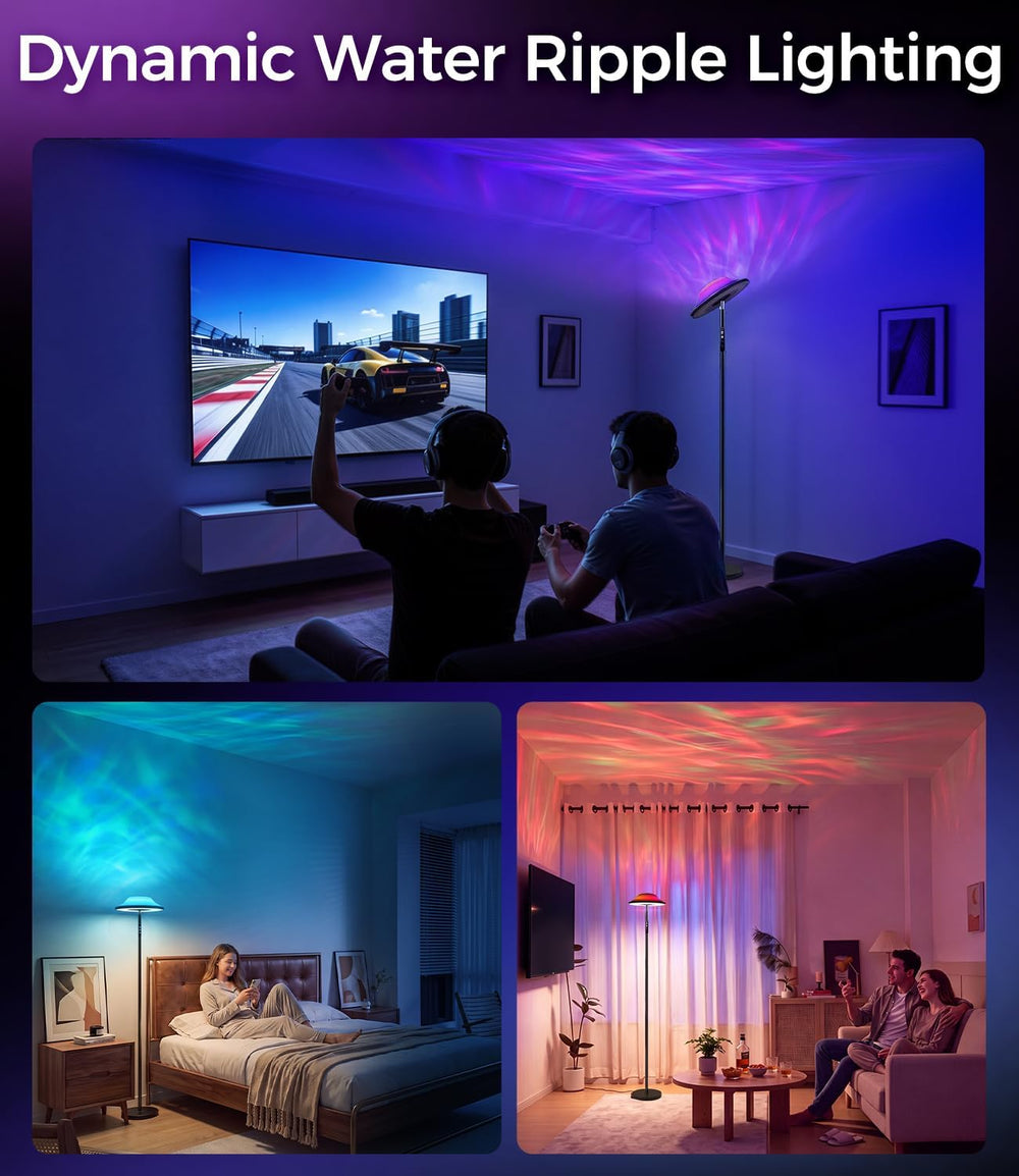 SIBRILLE LED Uplighter Floor Lamp | RGB & Water Ripple Dynamic, Warm Cool...