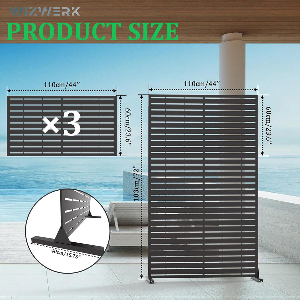 6FT Outdoor Metal Privacy Screen โ Decorative Privacy Fence and Room/Garden D...