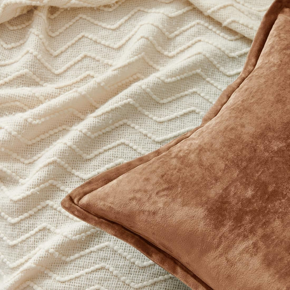 Luxurious Velvet Euro Shams Decorative Throw Pillow Covers 26x26 Set of 2 Sol...