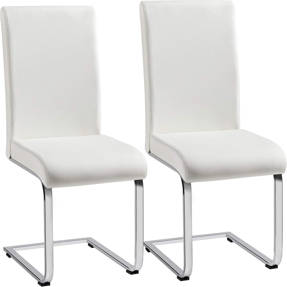 Yaheetech Dining Chairs Set of 2 High Back Modern Kitchen Chairs White