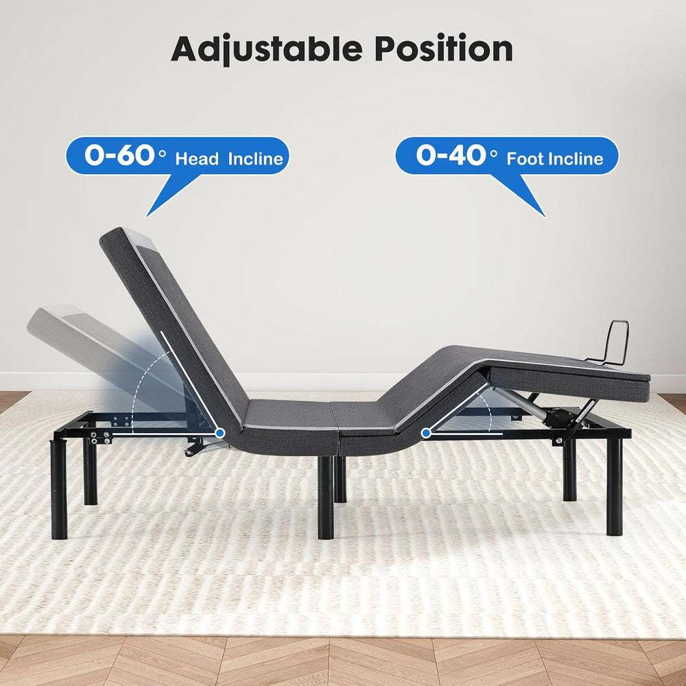 DUMOS Full Size Adjustable Bed Frame, Electric Base, Head & Foot Incline