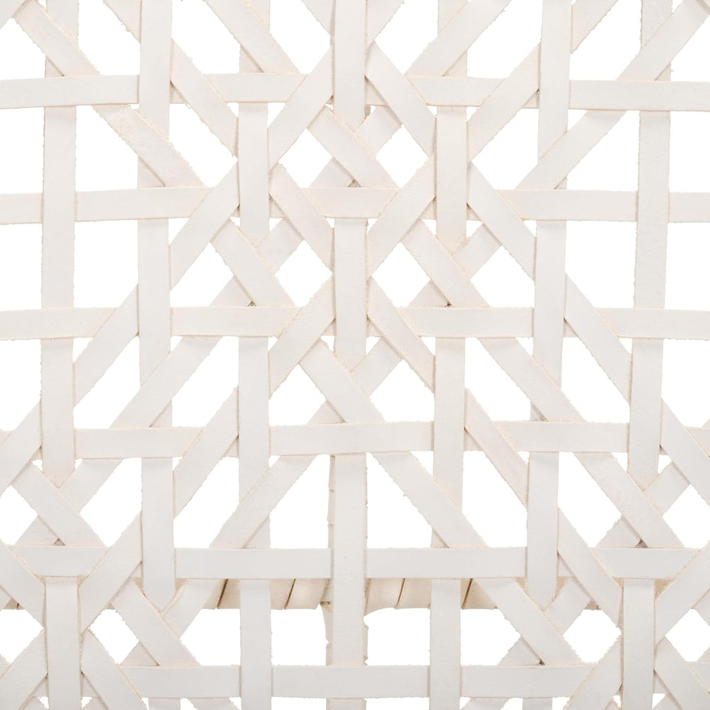 SAFAVIEH Home Collection Bandelier White Leather/Black Solid Wood Arm Chair (...