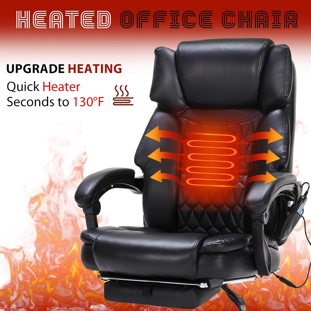 Massage Office Chair with Foot Rest 6 Points Vibration and Heat Home Office D...