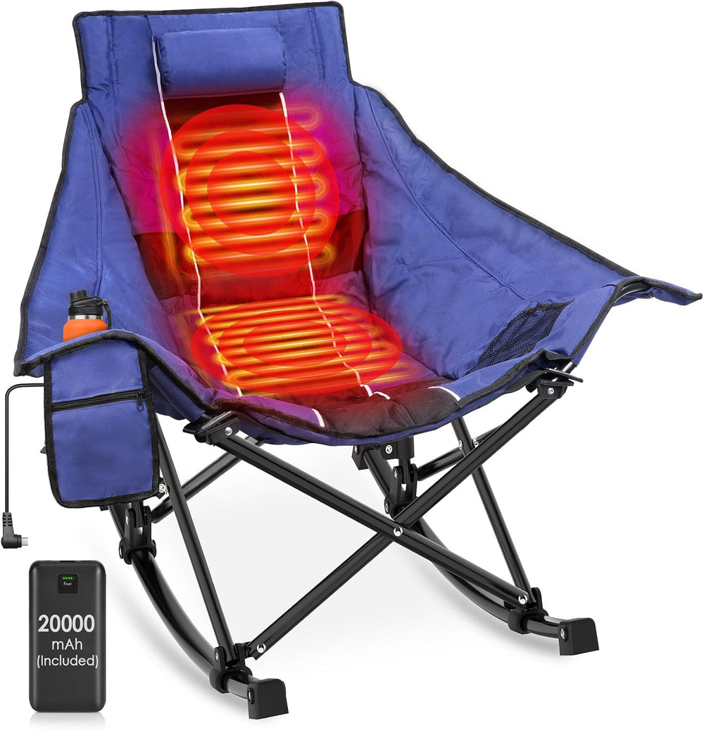 Suteck Heated Rocking Camping Chair, Rocker Camp Chairs with Power Bank