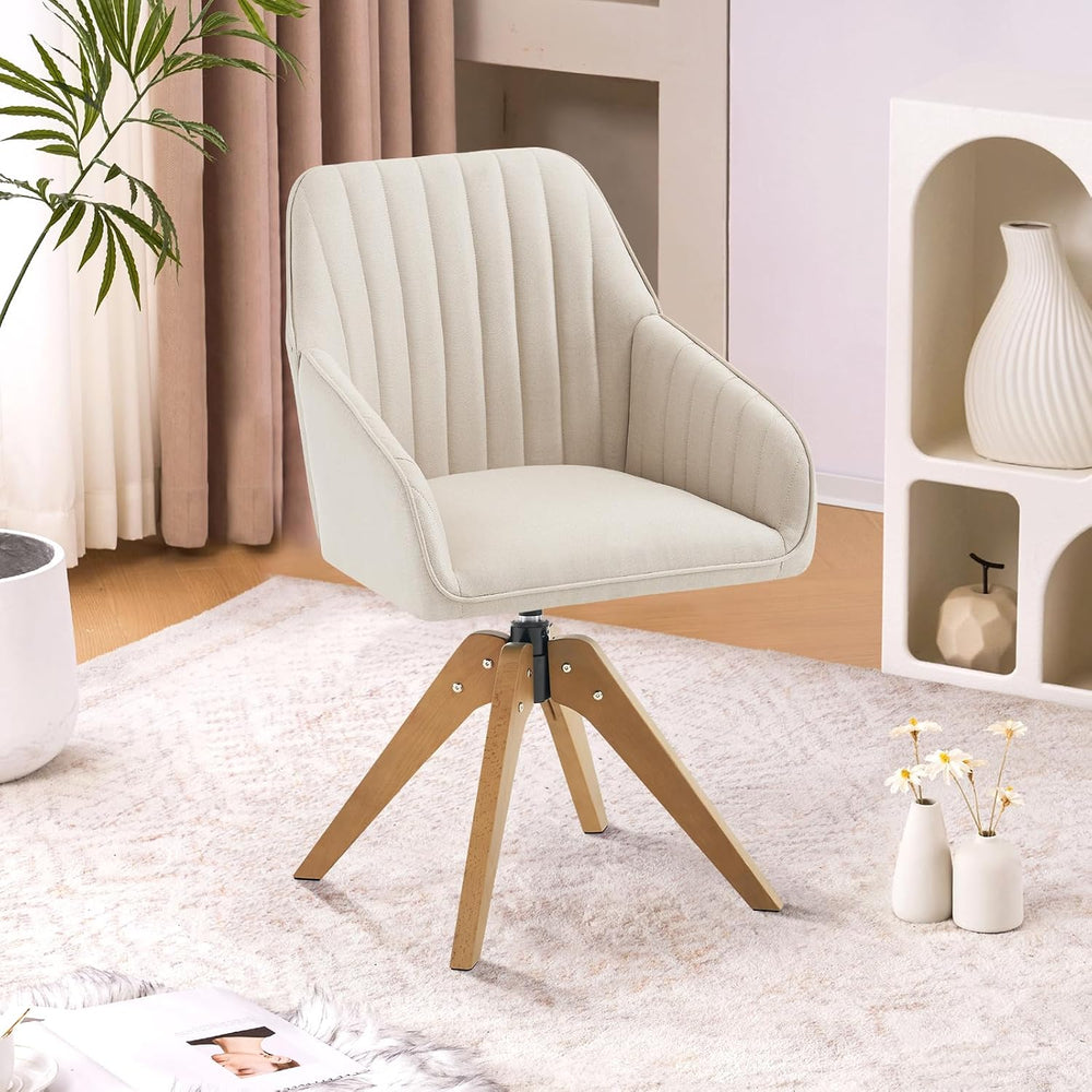 Furniliving Mid Century Modern Swivel Accent Chair for Living Room, Wood Desk...
