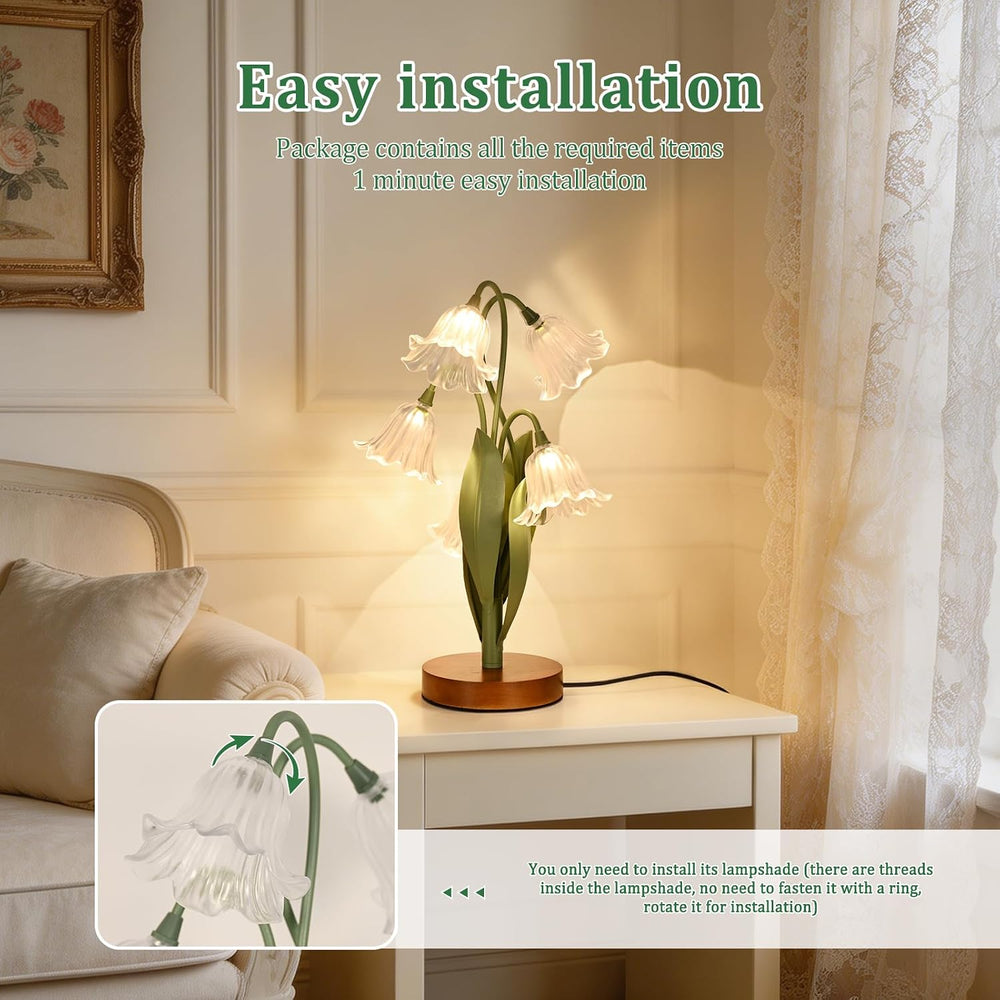 Flower Table Lamp for Bedroom, LED Cute Reading Light