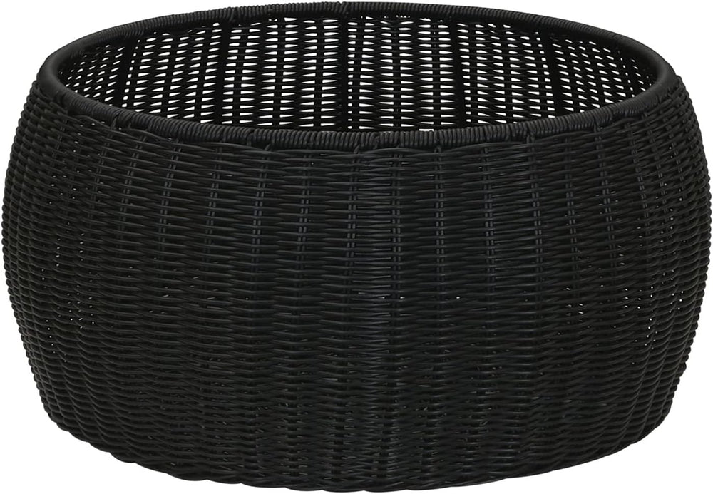Household Essentials Handwoven Resin Storage Stool Ottoman, Black