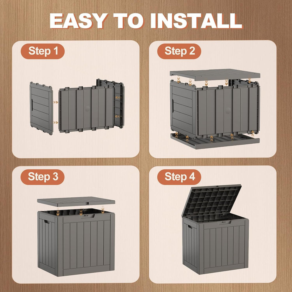 EFU Outdoor Storage Box 45 Gallon Deck Box, Waterproof Resin