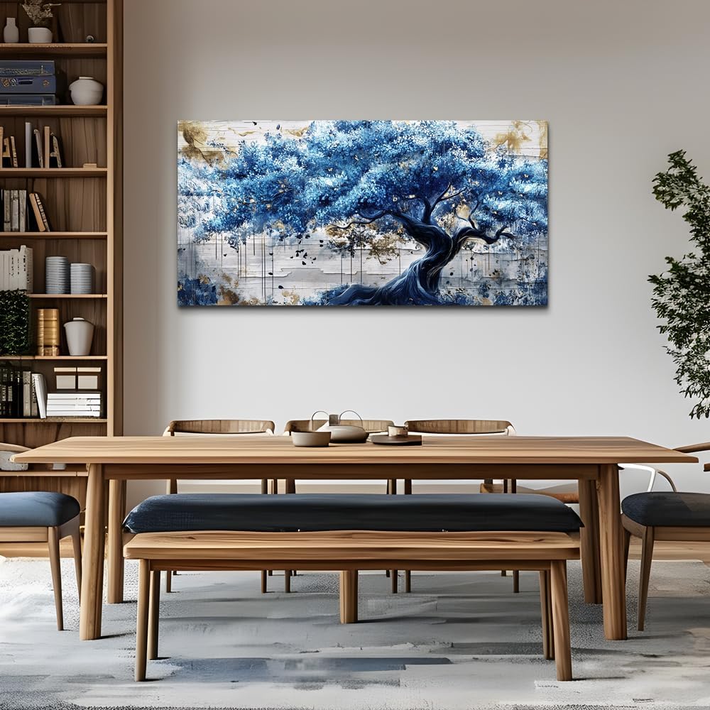 ERQINHUA Blue Tree Wall Paintings Canvas Wall Art For Living Room Large Wall ...