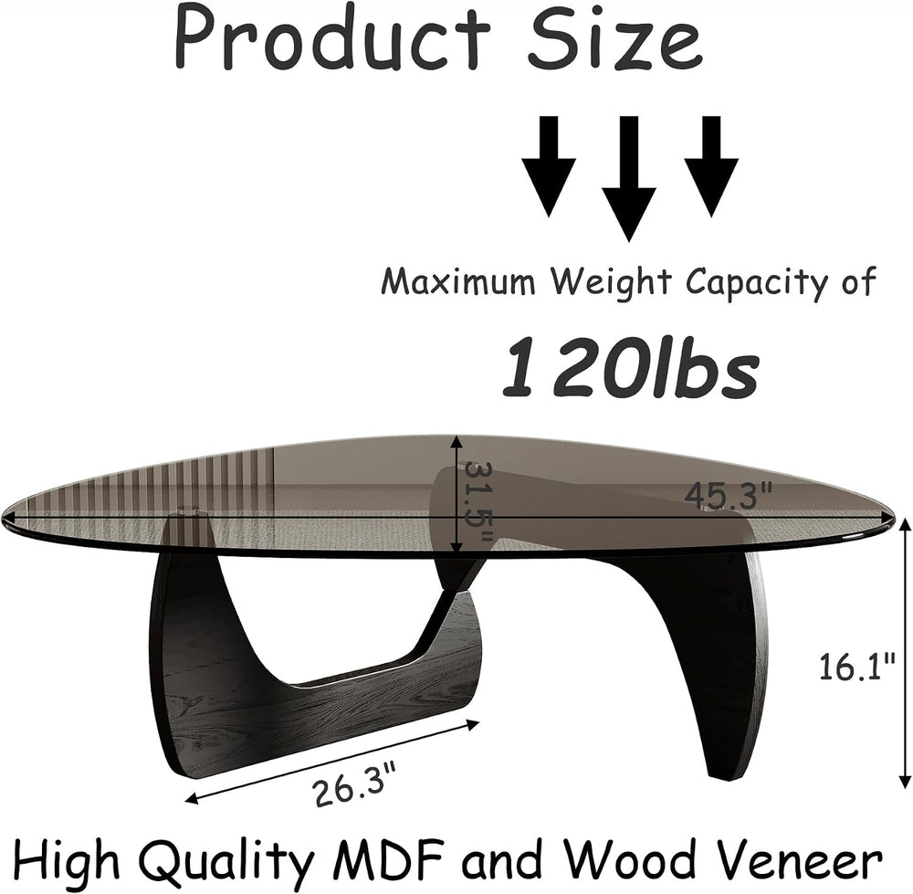 Honyee Morden Coffee Table, 42.5" x 28.5" x 16.1" Triangle Tem...