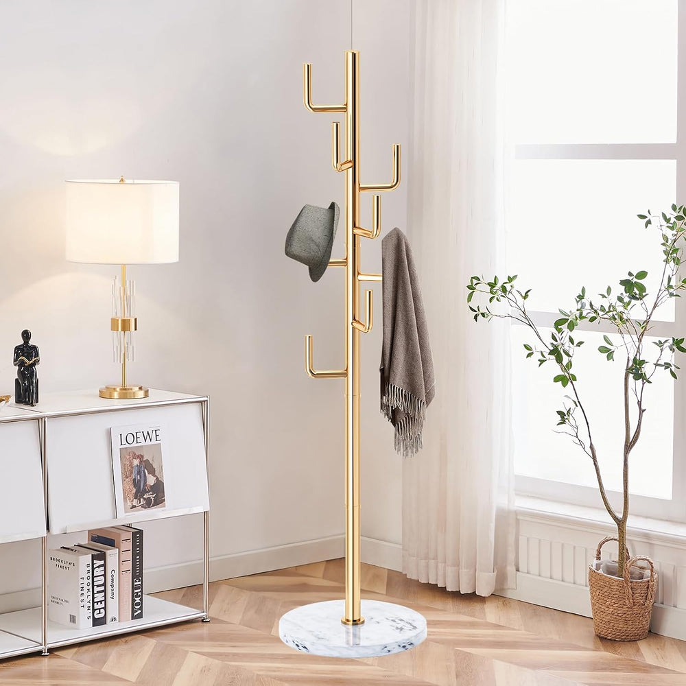 ZOZOE Metal Modern Coat Racks, Cactus Coat Rack Freestanding with Natural Mar...