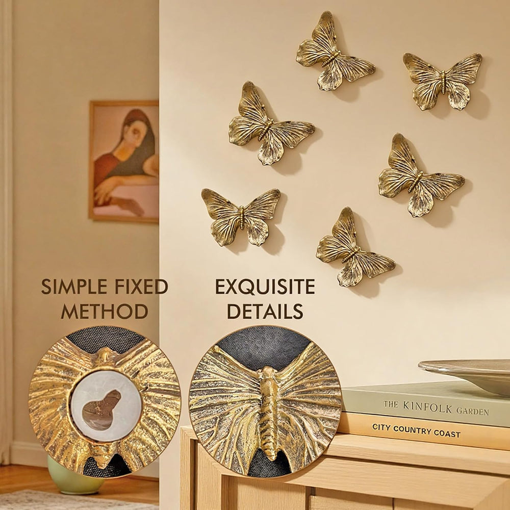 GUSFREUD 3D Butterfly Wall Decor Set – Resin Wall Decor for Living Room, Bedr...