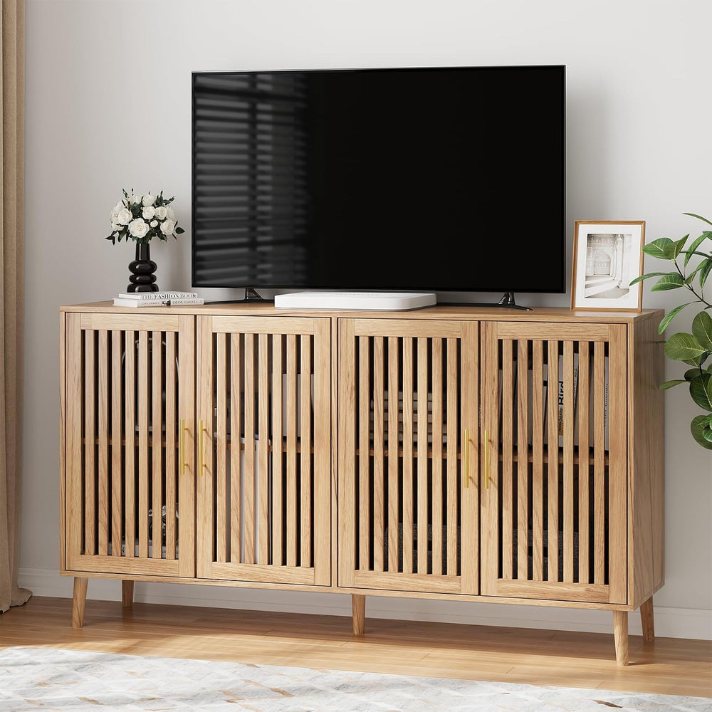 Buffet Cabinet with Storage,Sideboard with Grille Doors&Adjustable Shelf,...