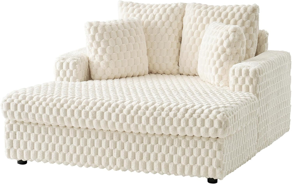 VanAcc 58"×53" Chaise Lounge Indoor, Upholstered Sofa Bed with Thro...