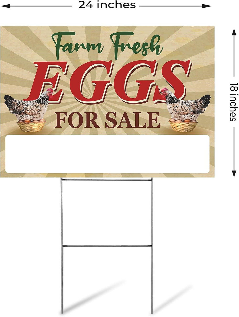 SignPro Farm Fresh Eggs For Sale Sign | Fresh Chicken Eggs For Sale Customiza...