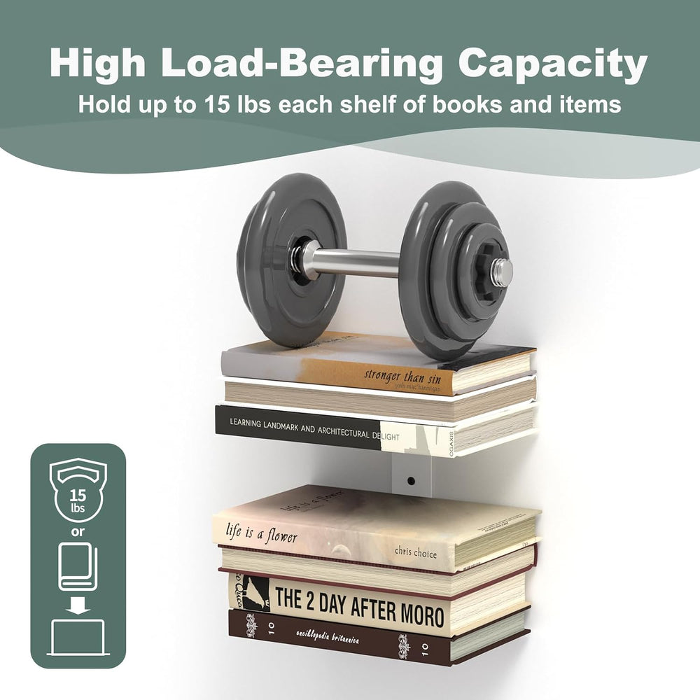 Mefirt Invisible Floating Bookshelves for Wall, 6 Tier Vertical Spine Book To...
