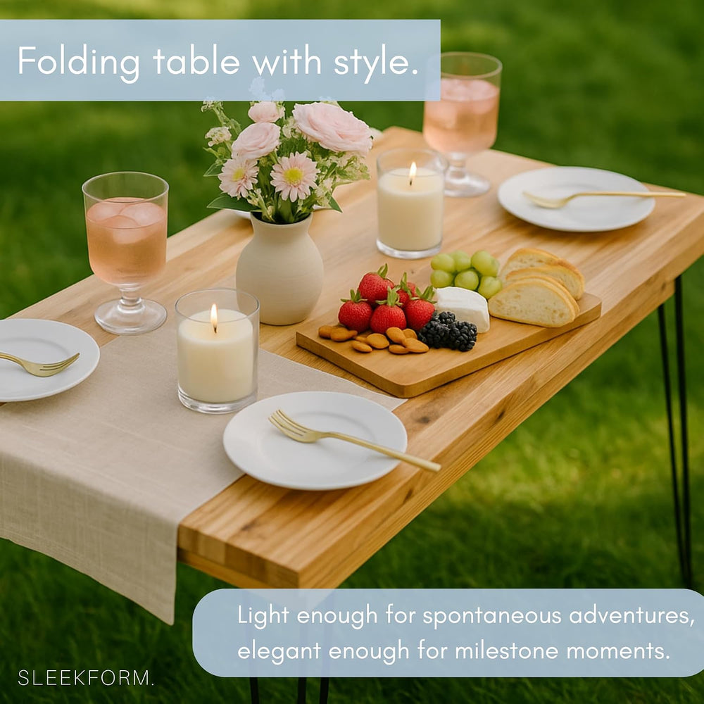 Sleekform The Portland Folding Table - Lightweight Portable Wood Desk