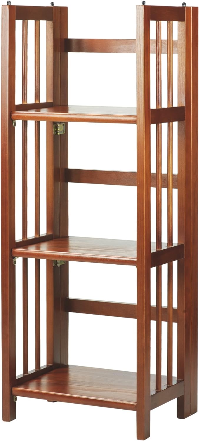 Casual Home Narrow 3-Shelf Folding Bookcase, 14" Wide, Mahagony