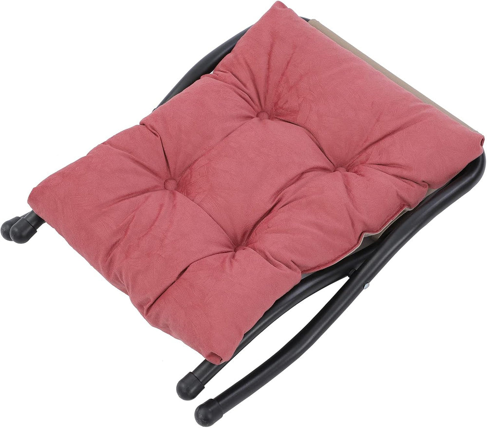 15" Upholstered Folding Foot Rest Stool with Foldable Metal Frame Pink Red
