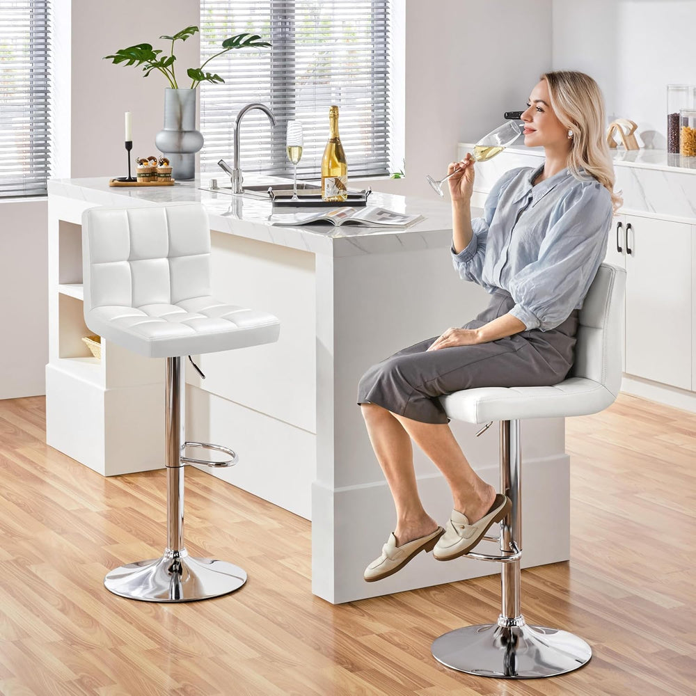 Yaheetech Bar Stools Set of 3 Adjustable Counter Height Barstools White