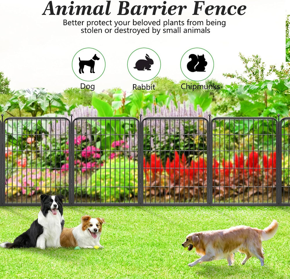 Garden Fence with Gate Metal Fencing Outdoor for Yard, 32in x60ft 26 Panels O...