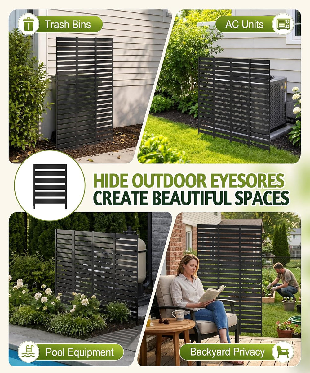 Metal Privacy Screen Fence Outdoor - 60" H x 36" W Decorative Priva...