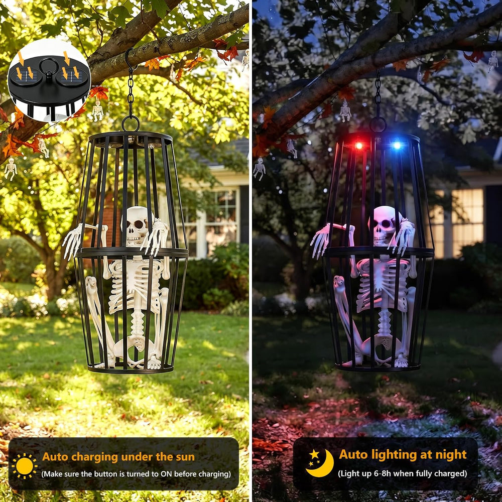 23” Scary Solar Hanging Skeleton Ghost Halloween Decorations Outdoor