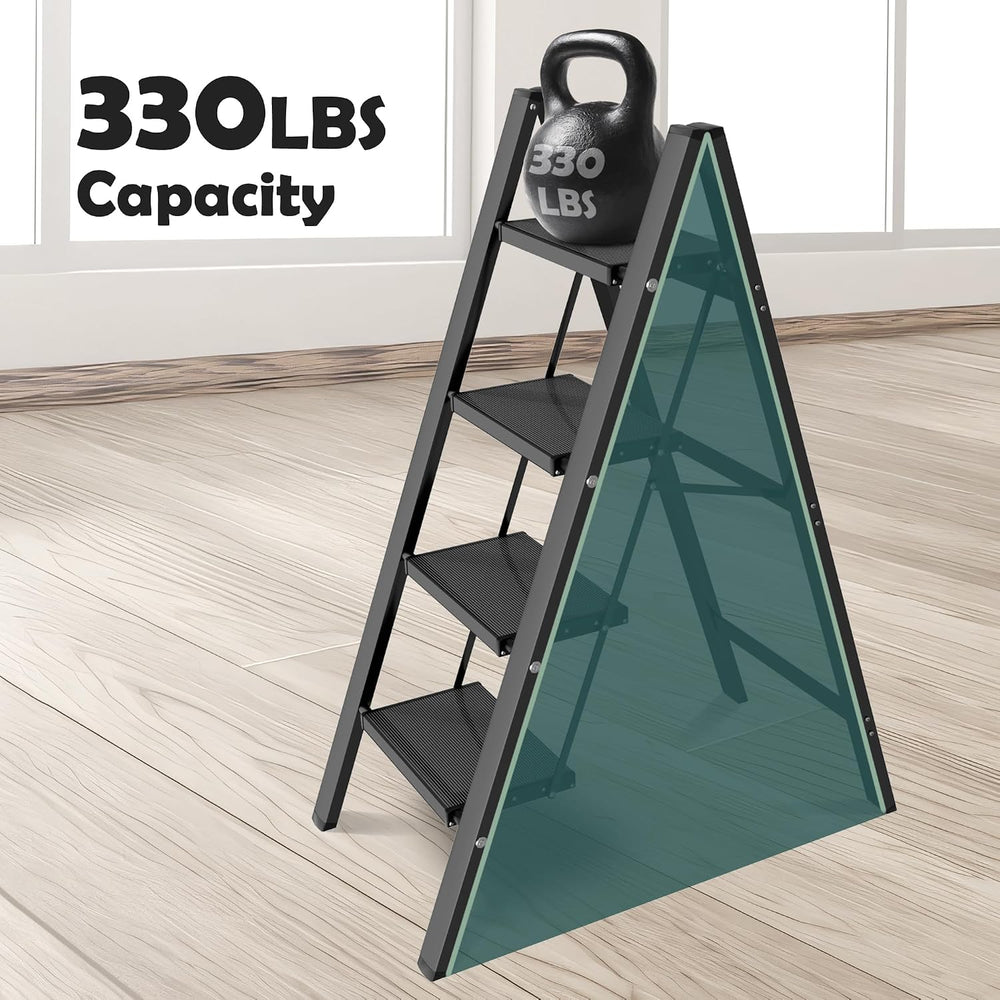 Taranta 4 Step Stool Foldable,Aluminum Step Ladder-Black