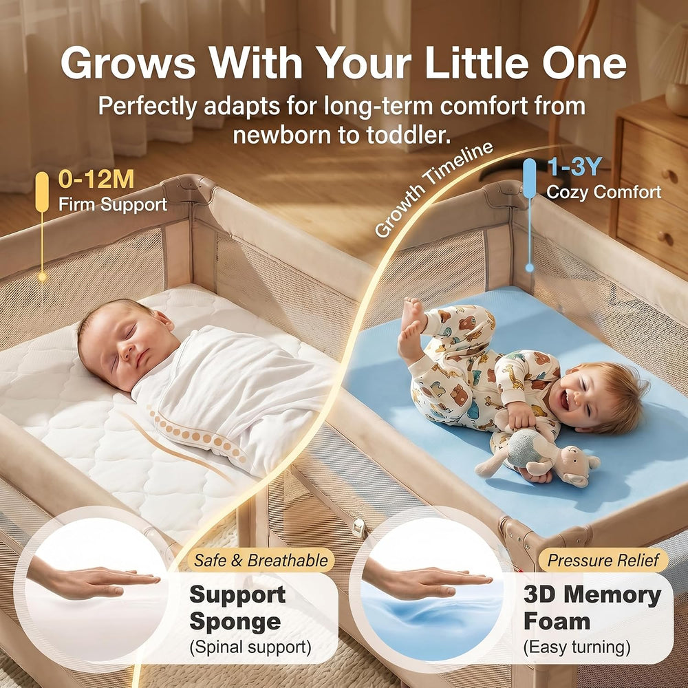 Pack and Play Mattress, Dual Sided Memory Foam 38x26x3 Inch, Blue