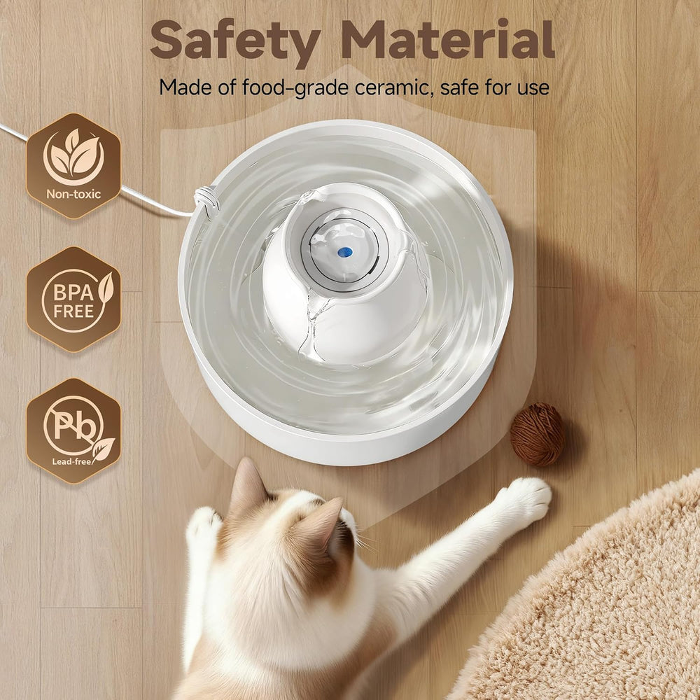 PETIMI Ceramic Cat Water Fountain, 3L/101 fl oz Ultra-Quiet Pet Water Fountai...