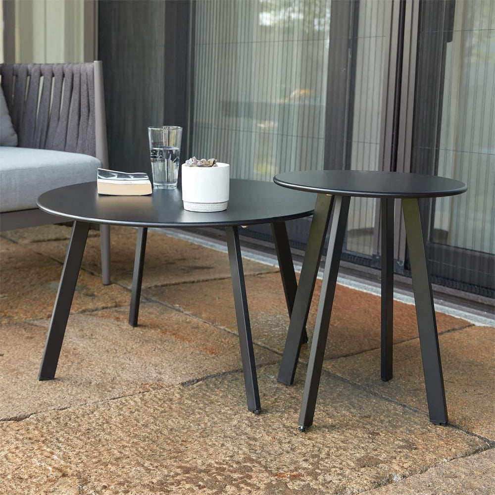 Meluvici Outdoor Patio Coffee Table Set of 2, Weather Resistant End Table, Ro...