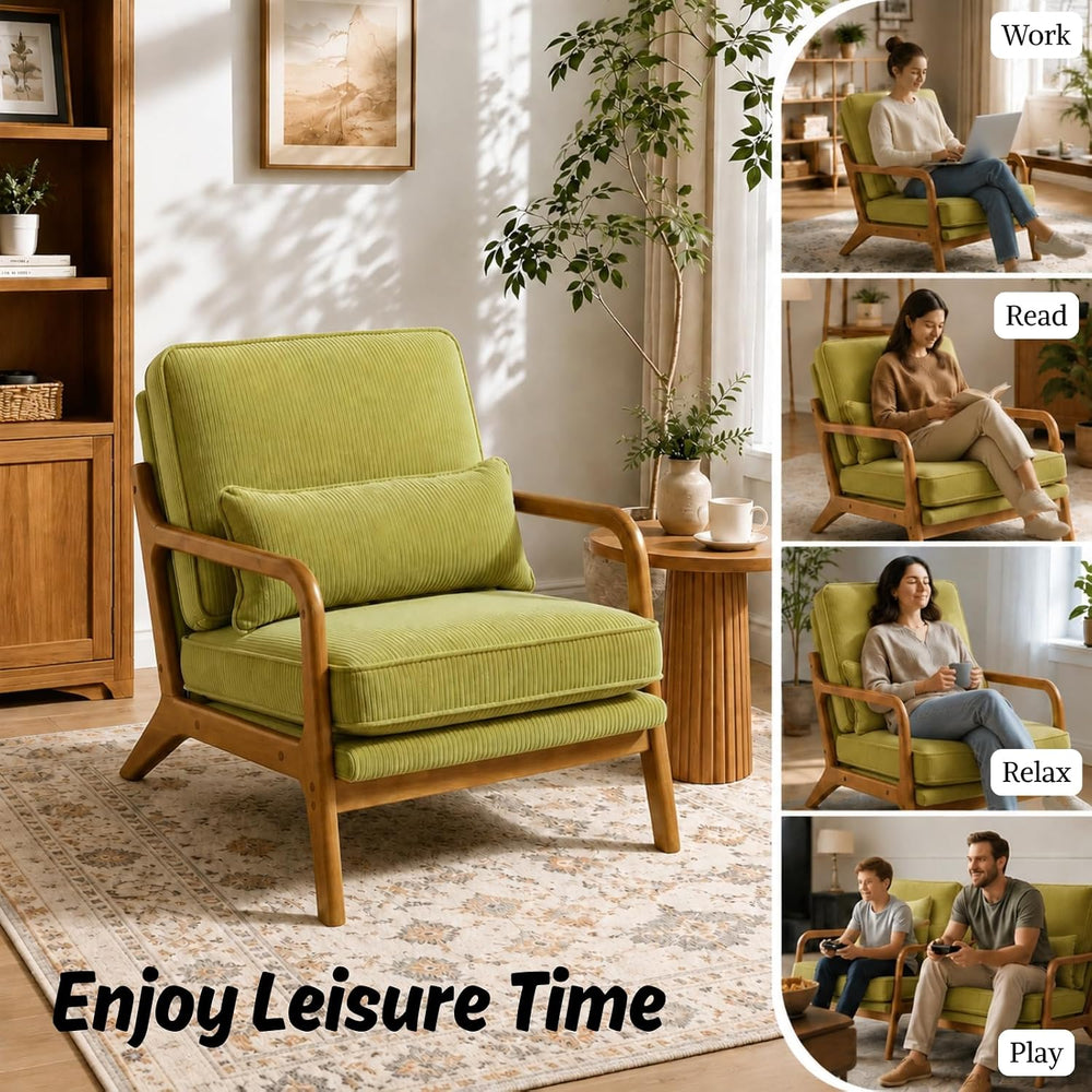 Karl home Mid-Century Modern Accent Reading Chair, Green