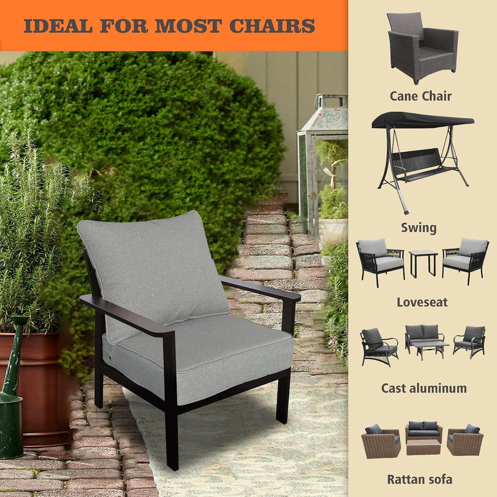Goodgoods 22x24 Outdoor Deep Seat Cushions 2-Pack, 35D Foam, Light Gray