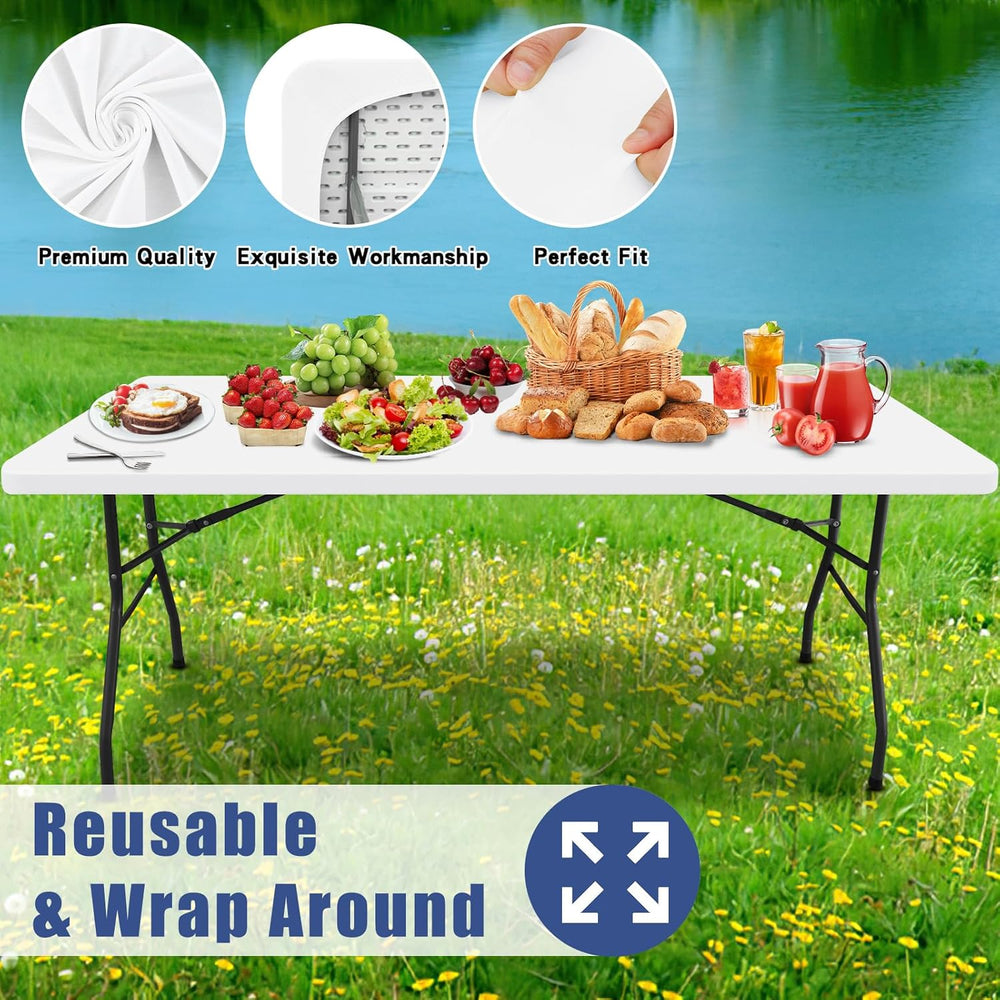 Moosfor 4 Pack Rectangle Spandex Fitted Table Cloth, 6FT Elastic Tablecloth