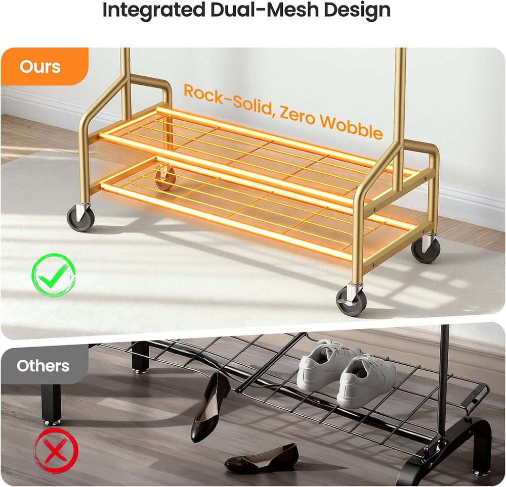 Heavy Duty Clothes Rack, Rolling Clothing Rack Load 650 LBS for Hanging Cloth...
