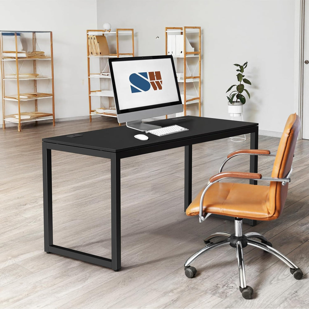 SHW 55-Inch Commercial-Grade Office Computer Desk, Black
