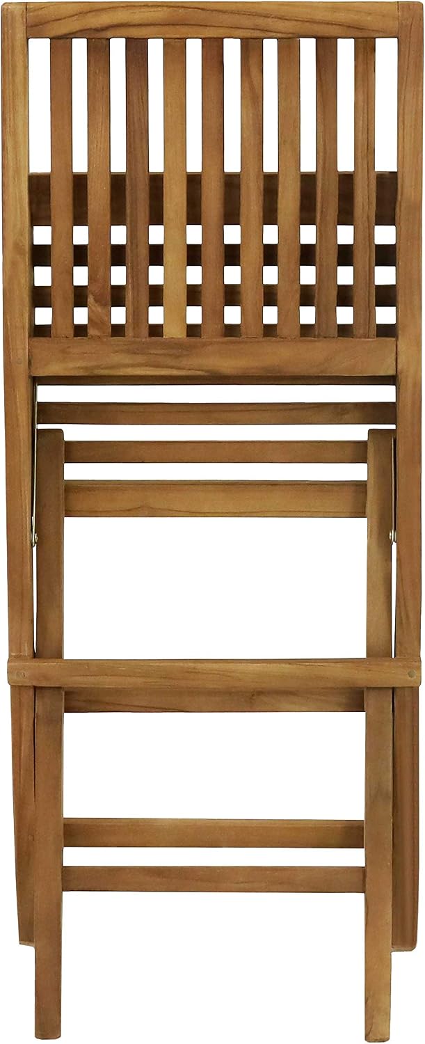 Sunnydaze Outdoor Wooden Teak Folding Patio Chairs, 37” H, Brown, Set of 2
