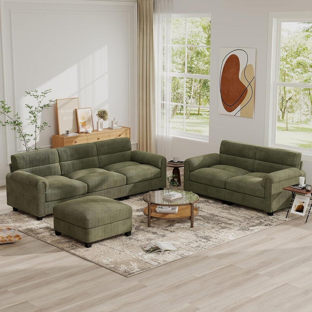 Bonzy Home Couch Sets for Living Room, Corduroy, Green