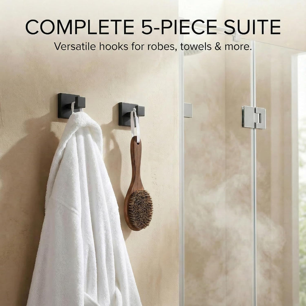 5-Piece Bathroom Hardware Set, 23.6 in Towel Bar, Matte Black