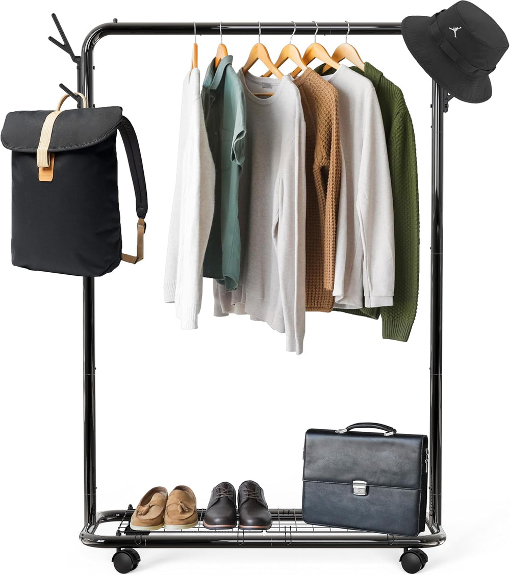 Simple Houseware Industrial Style 50.4" W Clothing Rack, Black